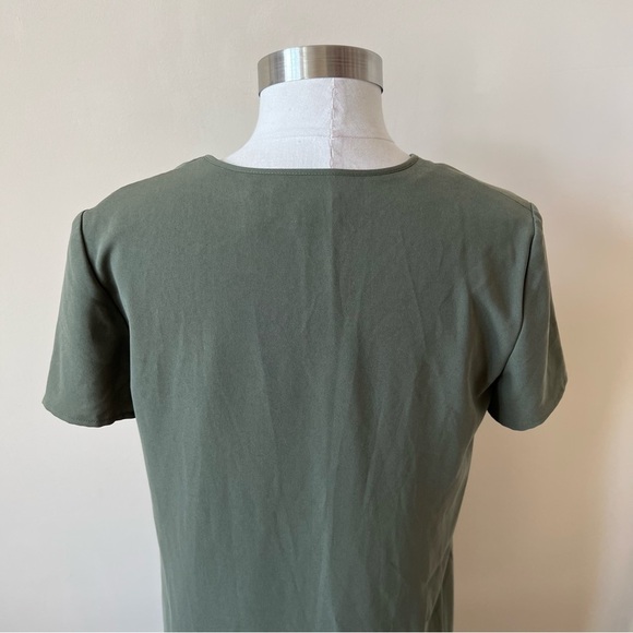 Theory Antazie Drapey Crepe Dress Deep Military 13671 - Picture 8 of 11